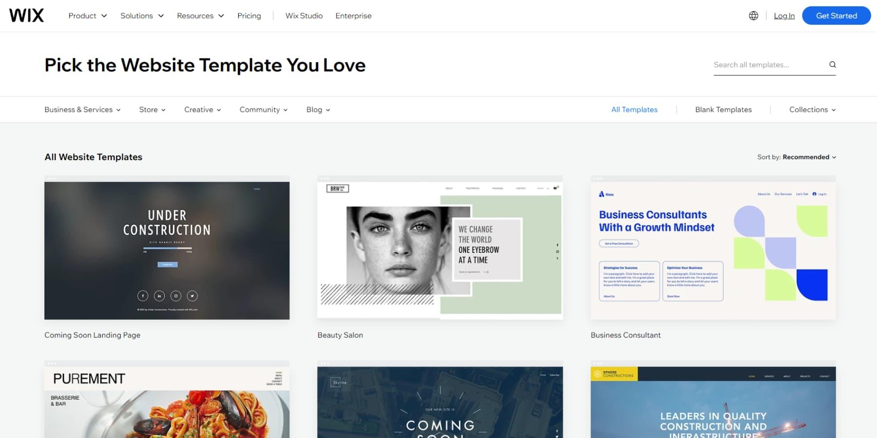 Wix Template Gallery